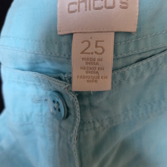 Chico's Light Blue 2.5 100% Linen Cropped Pants - Picture 9 of 14